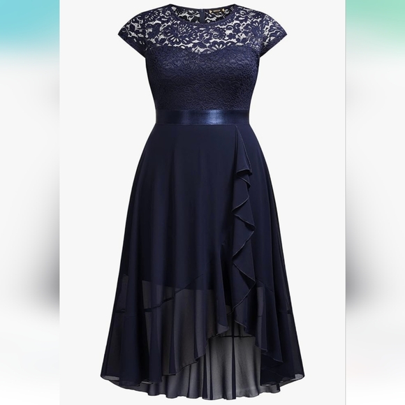 Miusol Navy Lace High Low Dress - Picture 1 of 4